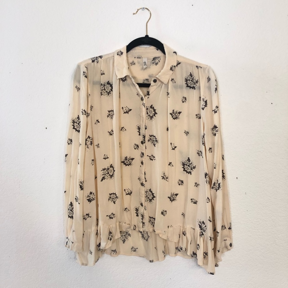 Free People Floral Button Down